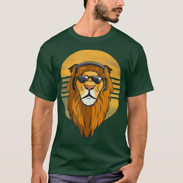 Camiseta León Guay con audífonos música (Anverso)