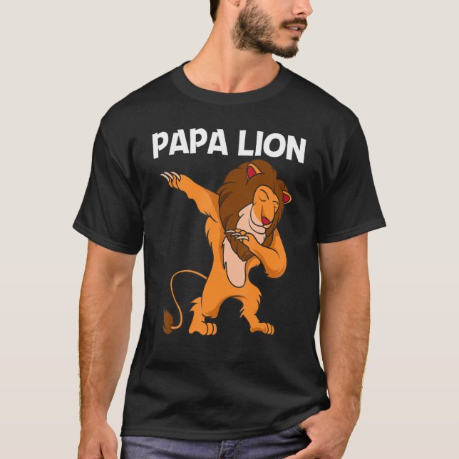 Camiseta León Guay Para Hombres Papá Jungle Safari Animal (Anverso)