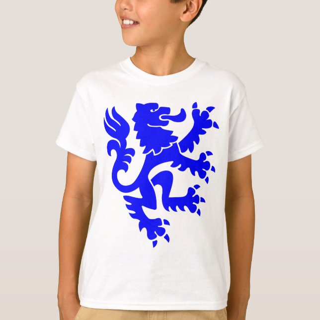 Camiseta León heráldico 01 - Azul (Anverso)