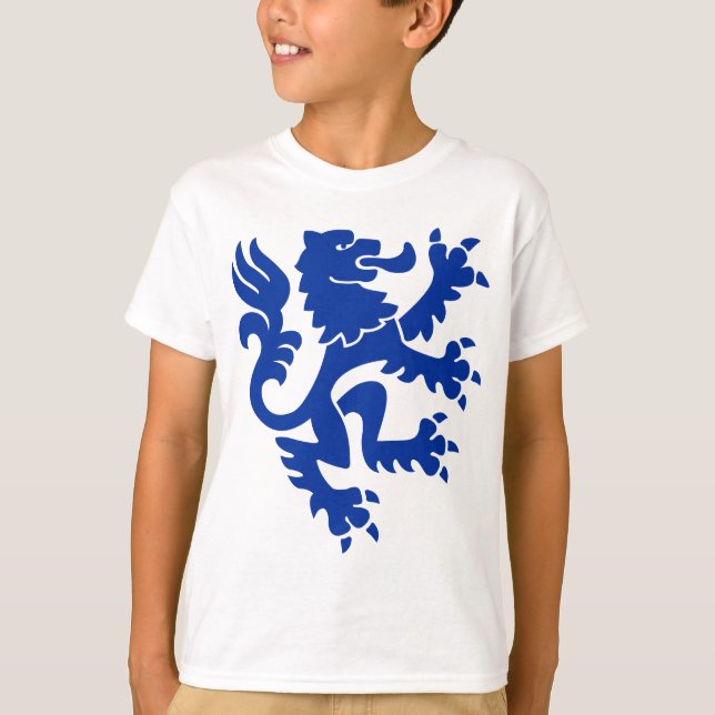 Camiseta León heráldico 01 - Azul marino (Anverso)