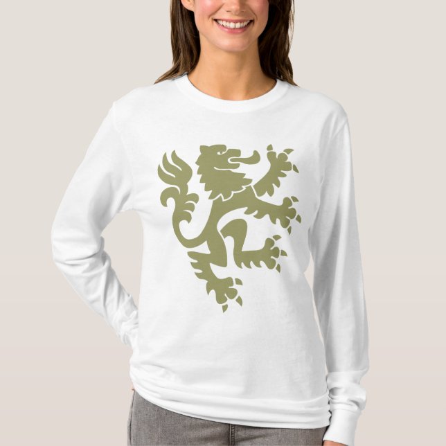 Camiseta León heráldico 01 - Khaki (Anverso)