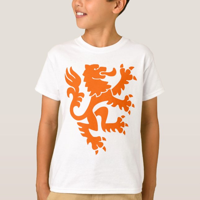 Camiseta León heráldico 01 - Naranja (Anverso)