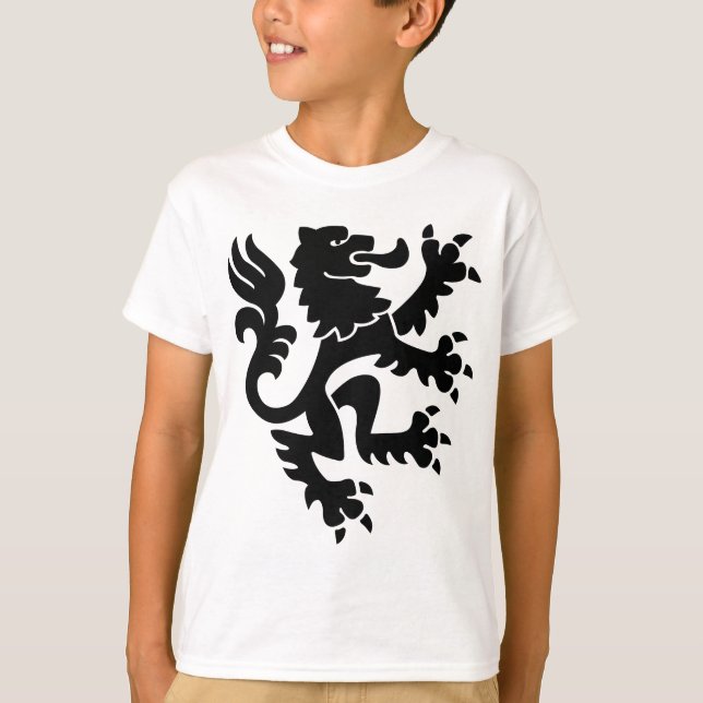 Camiseta León heráldico 01 - Negro (Anverso)