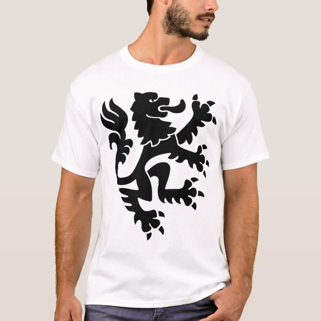 Camiseta León heráldico 01 - Negro (Anverso)