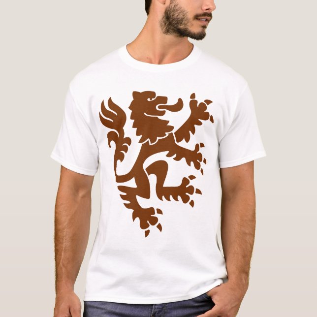 Camiseta León heráldico 01 - Nogal (Anverso)