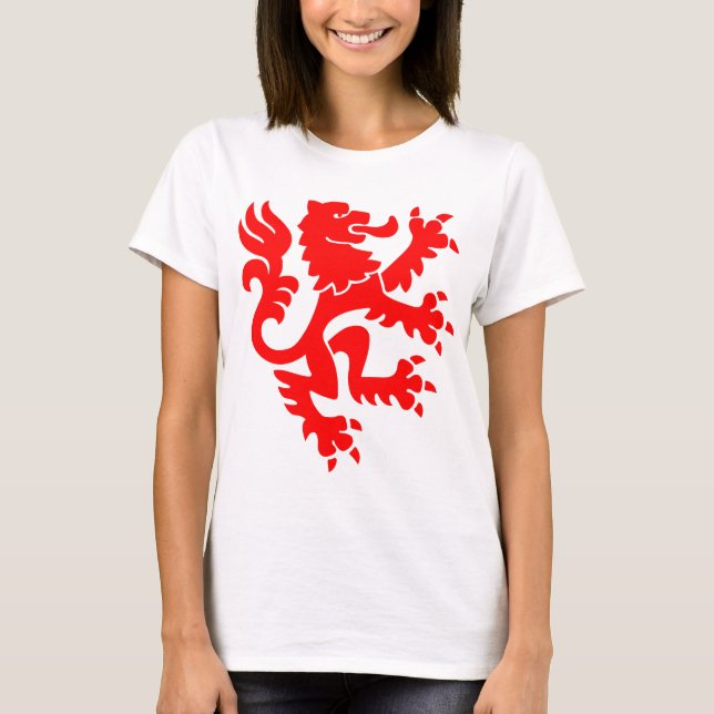 Camiseta León heráldico 01 - Rojo (Anverso)
