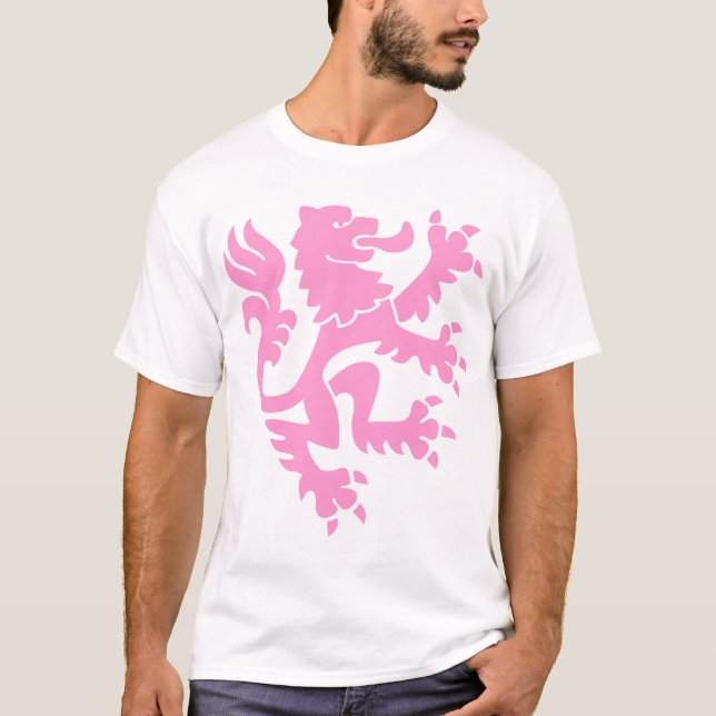 Camiseta León heráldico 01 - Rosa (Anverso)