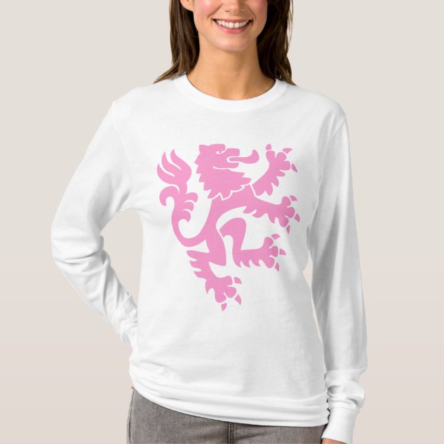 Camiseta León heráldico 01 - rosa (Anverso)