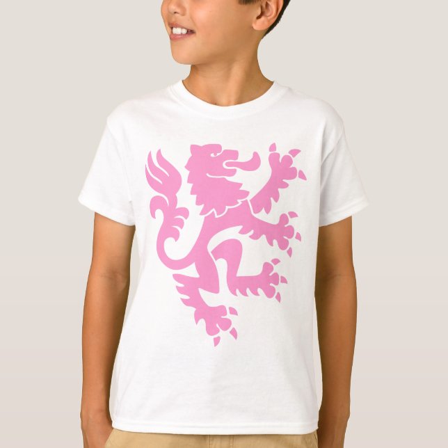 Camiseta León heráldico 01 - Rosa (Anverso)