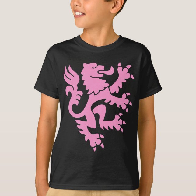Camiseta León heráldico 01 - Rosa (Anverso)