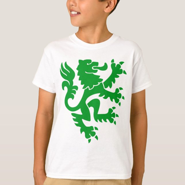 Camiseta León heráldico 01 - Verde de hierba (Anverso)