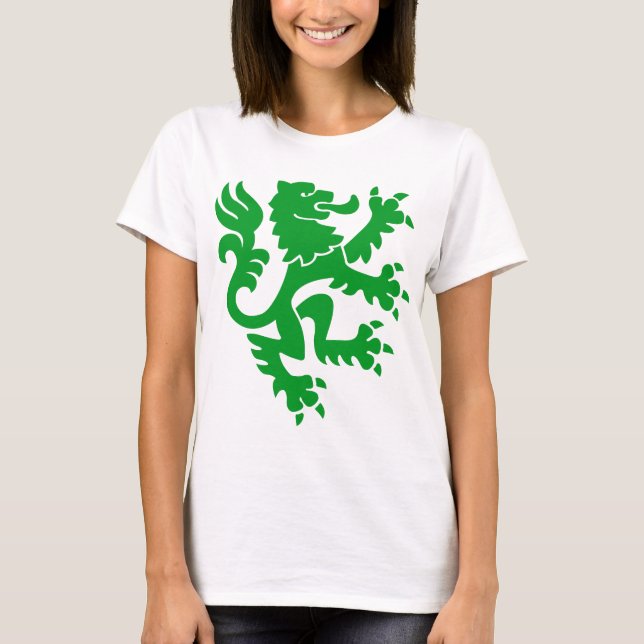 Camiseta León heráldico 01 - Verde de hierba (Anverso)