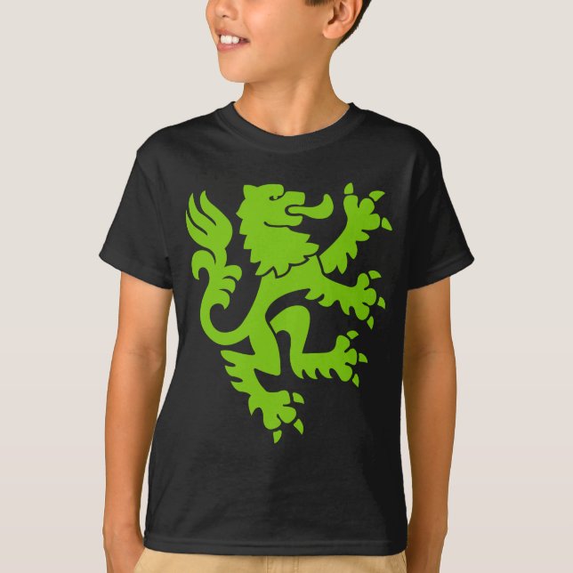 Camiseta León heráldico 01 - Verde marciano (Anverso)