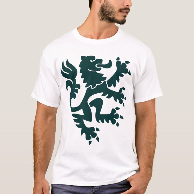 Camiseta León heráldico 01 - Verde oscuro (Anverso)