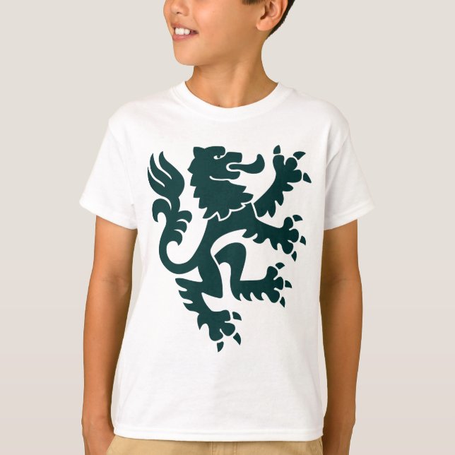 Camiseta León heráldico 01 - Verde oscuro (Anverso)