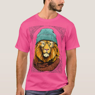 Camiseta León Hipster Con Glass Safari Animal De Vida Salva