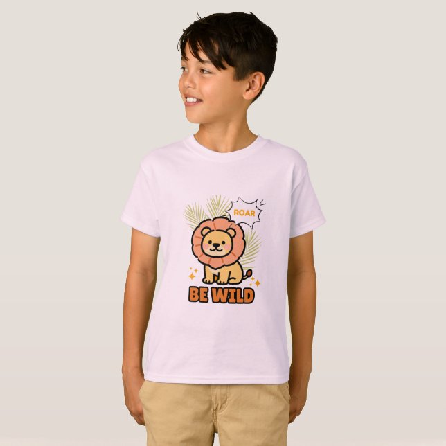 Camiseta León Ilustrado Naranja y Amarillo (Anverso completo)
