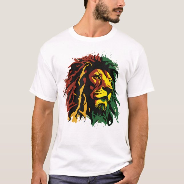 Camiseta León Jamaiquino Bandera Rasta León De Judá (Anverso)