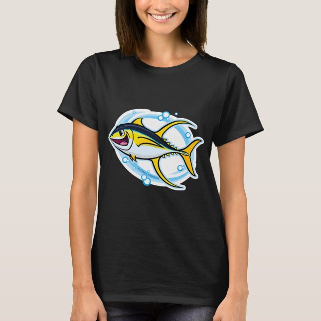 Camiseta León Kawaii con Chaleco de Pesca Pescando (Anverso)