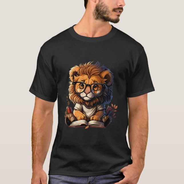Camiseta León Leyendo Para Libros Lectura Para Lectores De  (Anverso)