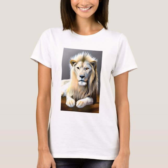 Camiseta León Majestuoso Eéreo Blanco (Anverso)