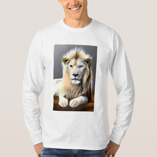 Camiseta León Majestuoso Eéreo Blanco (Anverso)