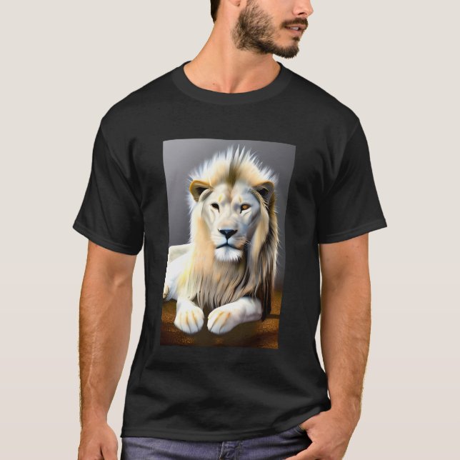 Camiseta León Majestuoso Eéreo Blanco (Anverso)