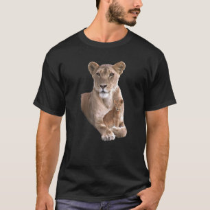 Camiseta León Mamá Con Bebé Gato Depredador En África 1