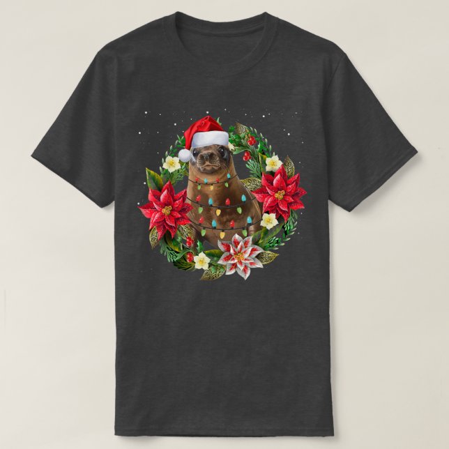 Camiseta León marino con Navidades alumbra a la familia (Diseño del anverso)