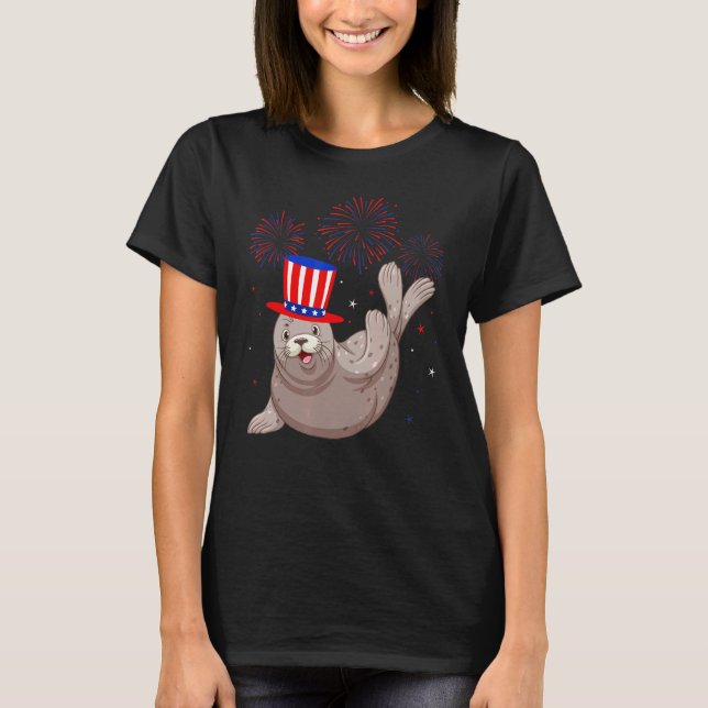 Camiseta León marino Gráfico de fuegos artificiales de colo (Anverso)