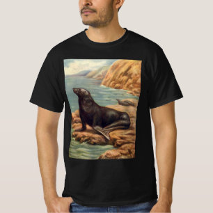 Camiseta León Marino junto a la orilla del mar, Mamíferos M