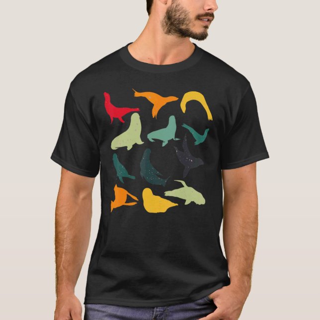 Camiseta León marino retro colorido (Anverso)