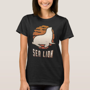 Camiseta León Marino Vintage Retro Clásico Animal Atardecer