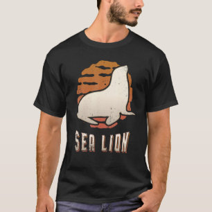 Camiseta León Marino Vintage Retro Clásico Animal Atardecer