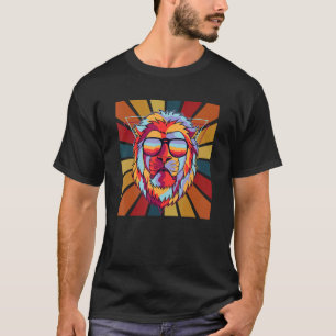 Camiseta León Masculino Funky Retro Con Lentes De Sol Color