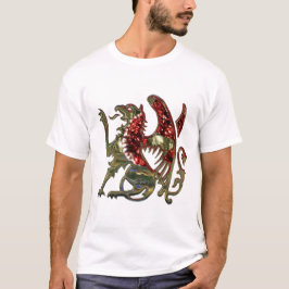 Camiseta León medieval de Eagle del grifo metálico del oro
