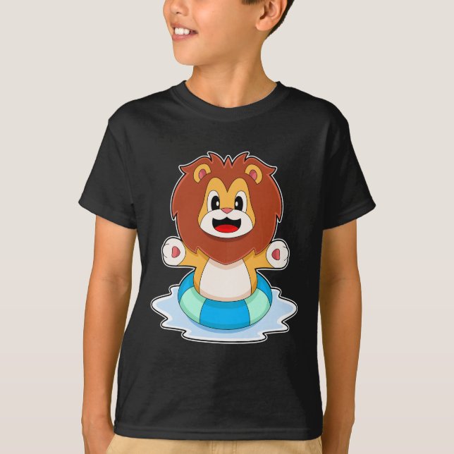 Camiseta León nadando salvavidas (Anverso)