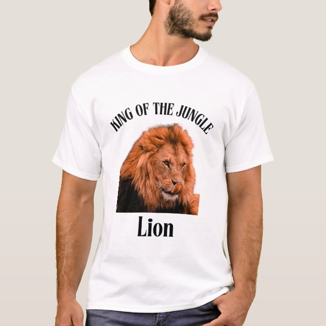 Camiseta León Naranja furioso sobre fondo negro profundo (Anverso)