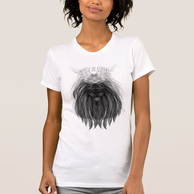 Camiseta León negro con corona y monograma (Anverso)