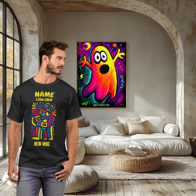 Camiseta León Neon Noise - Resumen Tribal Geométrica (Subido por el creador)