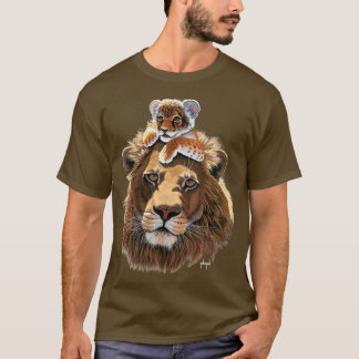 Camiseta León padre y león león cubo león macho