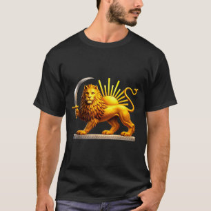 Camiseta león persa, bandera iraní, emblema de león y sol