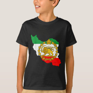 Camiseta león persa, mapa de irán, bandera iraní, león &