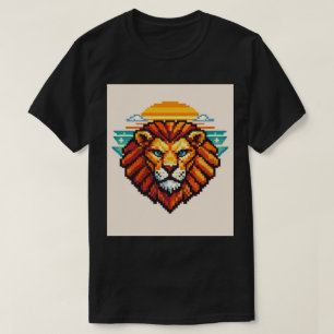 Camiseta León Pixel Geométrico Retro