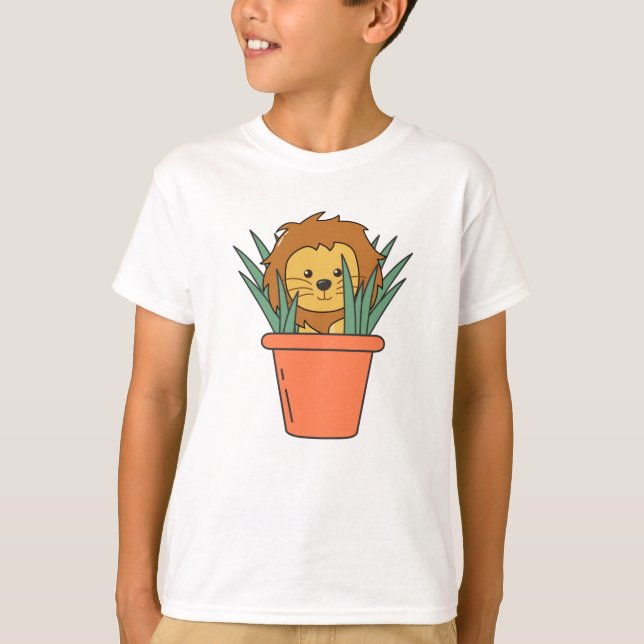 Camiseta León Potado En La Flor Verde De La Casa (Anverso)