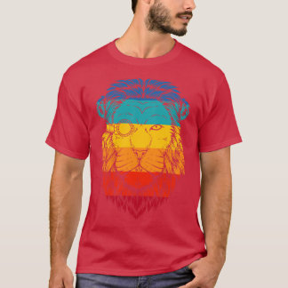 Camiseta León retro ciberpunk