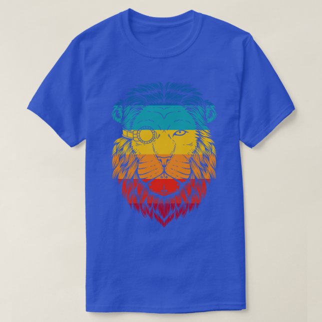 Camiseta León retro ciberpunk (Diseño del anverso)