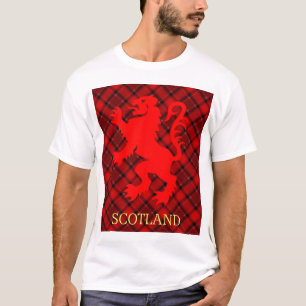 Camiseta León rojo escocés Rampant en Tartán