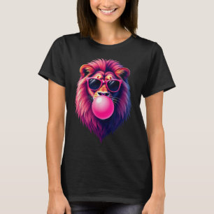 Camiseta León rosado que sopla burbuja