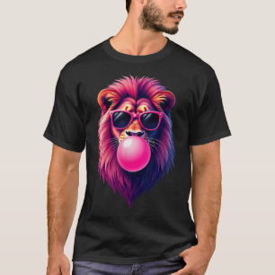 Camiseta León rosado que sopla burbuja
